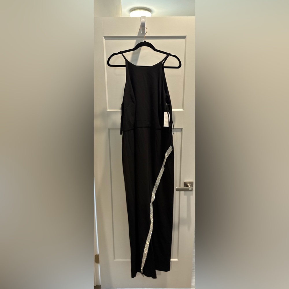 BCX Black Maxi Dress with Silver Sequin Accent